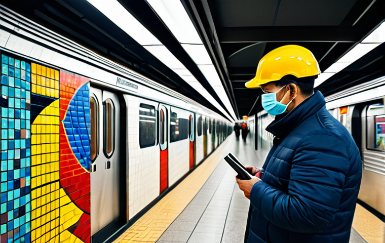 **
"A vibrant subway station featuring colorful mosaic art on the walls, professional photography, lines and patterns, architecture, perfect anatomy, appropriate attire, safe for work, well-formed hands, natural pose, high quality."
**