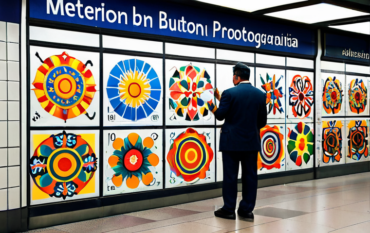 **
A bustling metro station in Barcelona, Spain. Focus on colorful murals and contemporary art installations adorning the station walls. Passengers in professional attire are commuting, showcasing diverse styles of modest clothing. Include signage in Catalan. Perfect anatomy, correct proportions, natural pose, well-formed hands, proper finger count, natural body proportions, professional photography, high quality, safe for work, appropriate content, fully clothed, professional, modest, family-friendly.
**