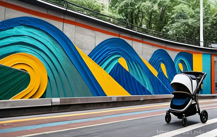 지하철 아트와 컬처 팩토리 - **"Metro Station Transformed into an Art Gallery"**: A bustling, modern metro station platform in a ...