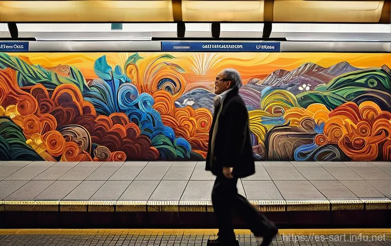 지하철 아트와 노인 참여 프로그램 - **"El Subterr&aacute;neo se Viste de Arte" - Subway as an Art Gallery**
    A vibrant, dynamic scene inside...