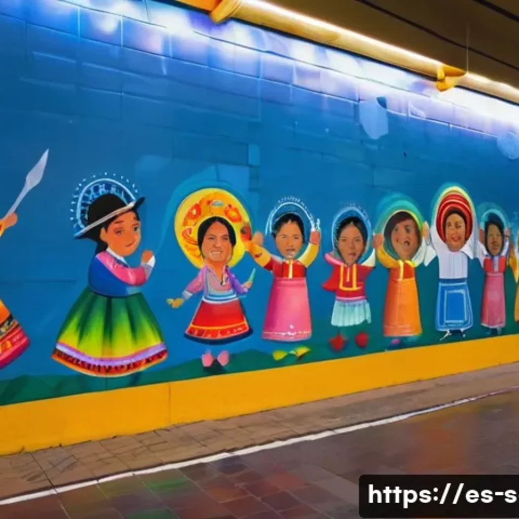 지하철 아트와 공공미술 - A vibrant urban metro station in Mexico City decorated with large colorful murals depicting local hi...